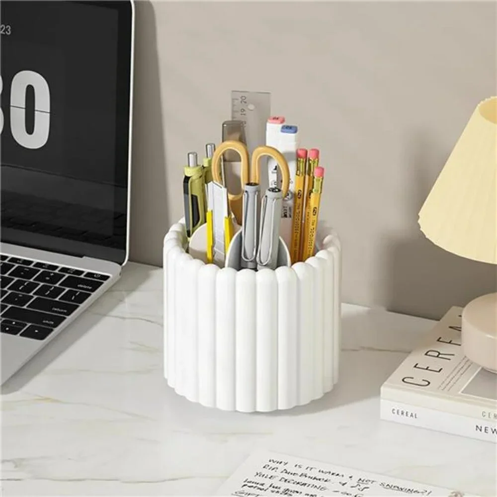 Rotating Makeup Brush Holder Organizer 7 Slot Spinning Vanity Storage